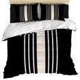 thumbnail image 1 of Black Beige Striped Duvet Cover Set, Modern Farmhouse Retro Lines Soft Duvet Cover California King Bedding Set 4 Pieces, 1 Quiltcover and 2 Pillowcases with Zipper, 1 Bed Sheet for All Seasons, 1 of 9