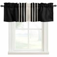 thumbnail image 1 of Black Beige Striped Kitchen Valances for Windows, Modern Farmhouse Retro Lines Bathroom Window Valances 42x18 Inch Rod Pocket Window Treatments Valance Curtains for Living Room Bedroom Decor, 1 of 9