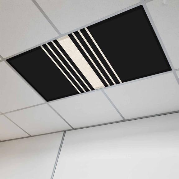 Black Beige Striped Magnetic Fluorescent Light Covers for Ceiling Lights 2x4 Feet, Modern Farmhouse Retro Lines Office Classroom Kitchen Drop Ceiling Light Covers Lighting Filters Shade Panel 1 Pack