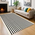 thumbnail image 1 of Black and Beige Striped Porch Rug 27.5x43 Inches Area Rug Washable Outdoor Doormat Front Door Mat Cotton Striped Indoor Outdoor Rug for Front Door Kitchen Entryway Patio Porch, 1 of 5