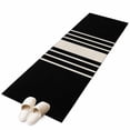 thumbnail image 1 of Black Beige Striped Runner Rug 2x6 Washable Kitchen Rug Non-Slip Lightweight Thin Soft Low Pile Bathroom Runner Modern Farmhouse Retro Lines Carpet for Hallway Laundry Room Bedroom Entryway, 1 of 9