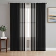 thumbnail image 1 of Black Beige Striped Semi Sheer Curtains 108 Inch Length 2 Panels Set, Modern Farmhouse Retro Lines Sheer Kitchen Curtain Privacy Voile Window Curtain for Living Room Bedroom Rod Pocket Drapes, 1 of 7