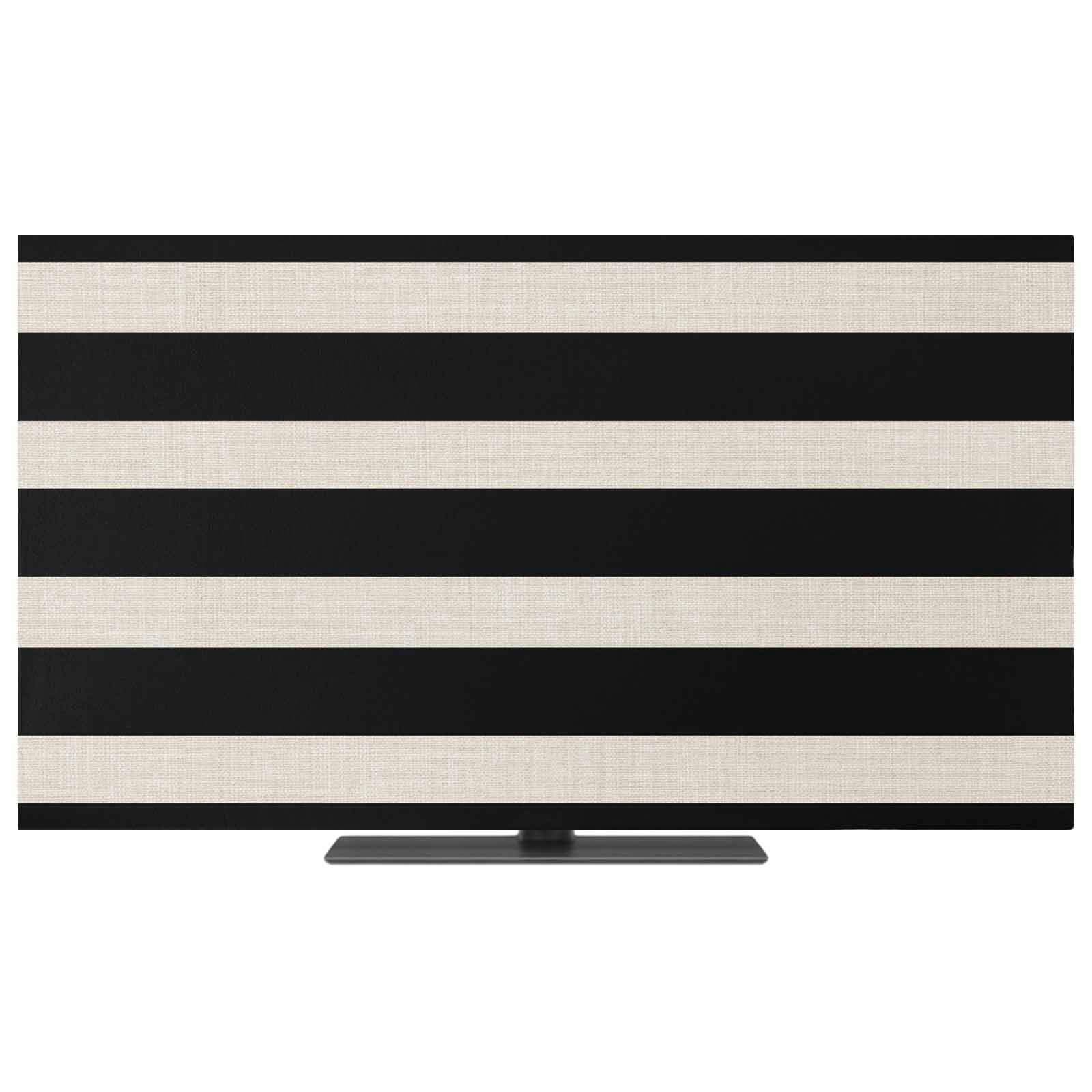 Black Beige Striped TV Dust Cover,Stretchable TV Screen Desktop ...