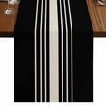thumbnail image 1 of Black Beige Striped Table Runner 108 Inches Long,Modern Farmhouse Retro Lines Cotton Linen Table Runners Dresser Scarves,Decorative Tabletop Scarf Furniture Cover for Home Dinner Party 13"x108", 1 of 8