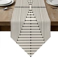 thumbnail image 1 of Black Beige Striped Table Runner Linen Burlap Table Runner 90 Inches Long Farmhouse Stripes Geometric Abstract Dresser Scarves for Kitchen Island Coffee Dining Room Party Holiday Decor 13"x90", 1 of 8
