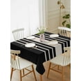 thumbnail image 1 of Black Beige Striped Tablecloth Rectangle Table Cloth 52x70,Waterproof Outdoor Table Cloth Covers Decorative Table Protector,Modern Farmhouse Retro Lines Washable Table Cover for Kitchen Dinning Party, 1 of 8