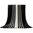 thumbnail image 1 of Black Beige Striped Throw Blanket for Couch, Soft Lightweight Flannel Fleece Blanket, Modern Farmhouse Retro Lines Microfiber Plush All Season Decorative Blankets Gifts for Sofa Bed 50"x60", 1 of 9