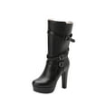 thumbnail image 1 of Black Belt Buckle Ankle Boots Thick High Heel Platform Women Casual Fall Winter Fashion Versatile Sweet Cool, 1 of 5