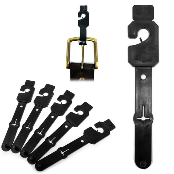 Black Belt Hangers for Retail - Economic Plastic Belt Hooks - 100 Pack