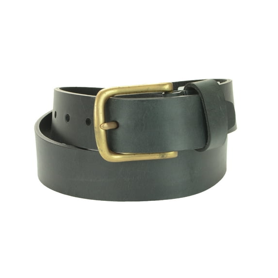 Black Belt with Antique Brass Finish Center Bar Buckle