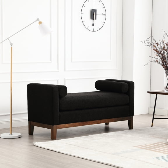 Black Bench with Pillows | Ideal for Bedroom and Foyer | Breathable Fabric for Comfort | Resolves Problem of Unstable and Uncomfortable Seating