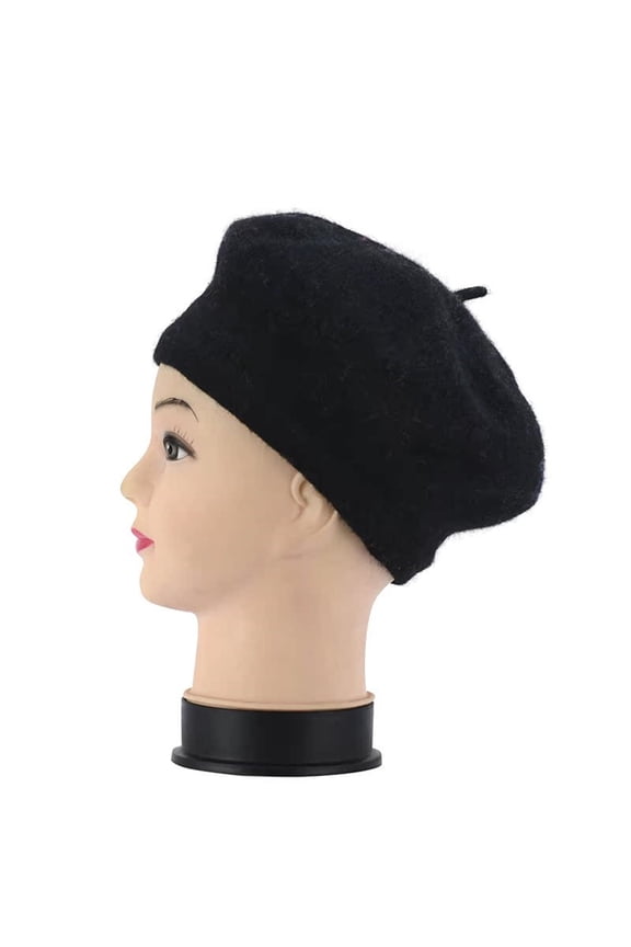 Black Berets for Women Men Solid Color Imitation Wool Beret Bud Hat Painter Hat