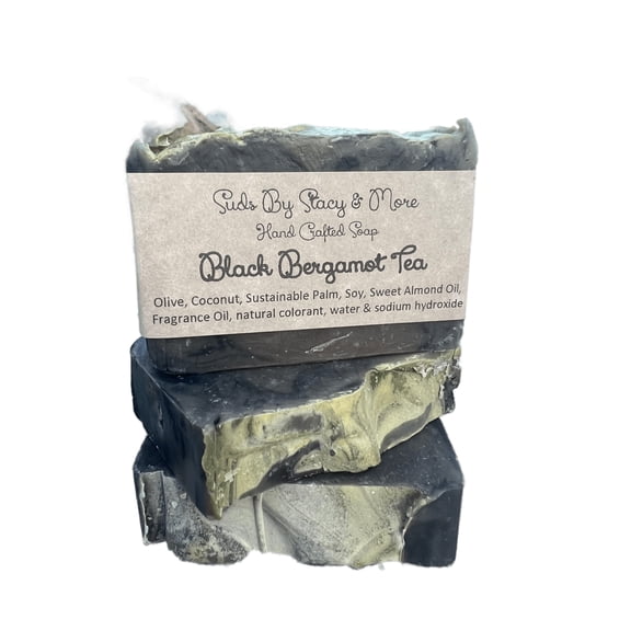 Black Bergamot -Three Pack of Handmade Face and Body Soap Bars 4.8 - 5 ounce