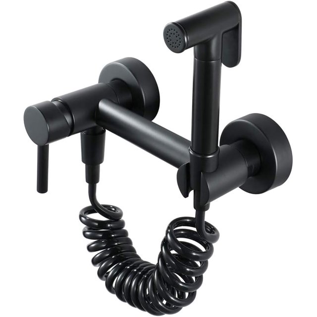 Black Bidet Sprayer with Cold and Hot Water Brass Portable Cloth Diaper