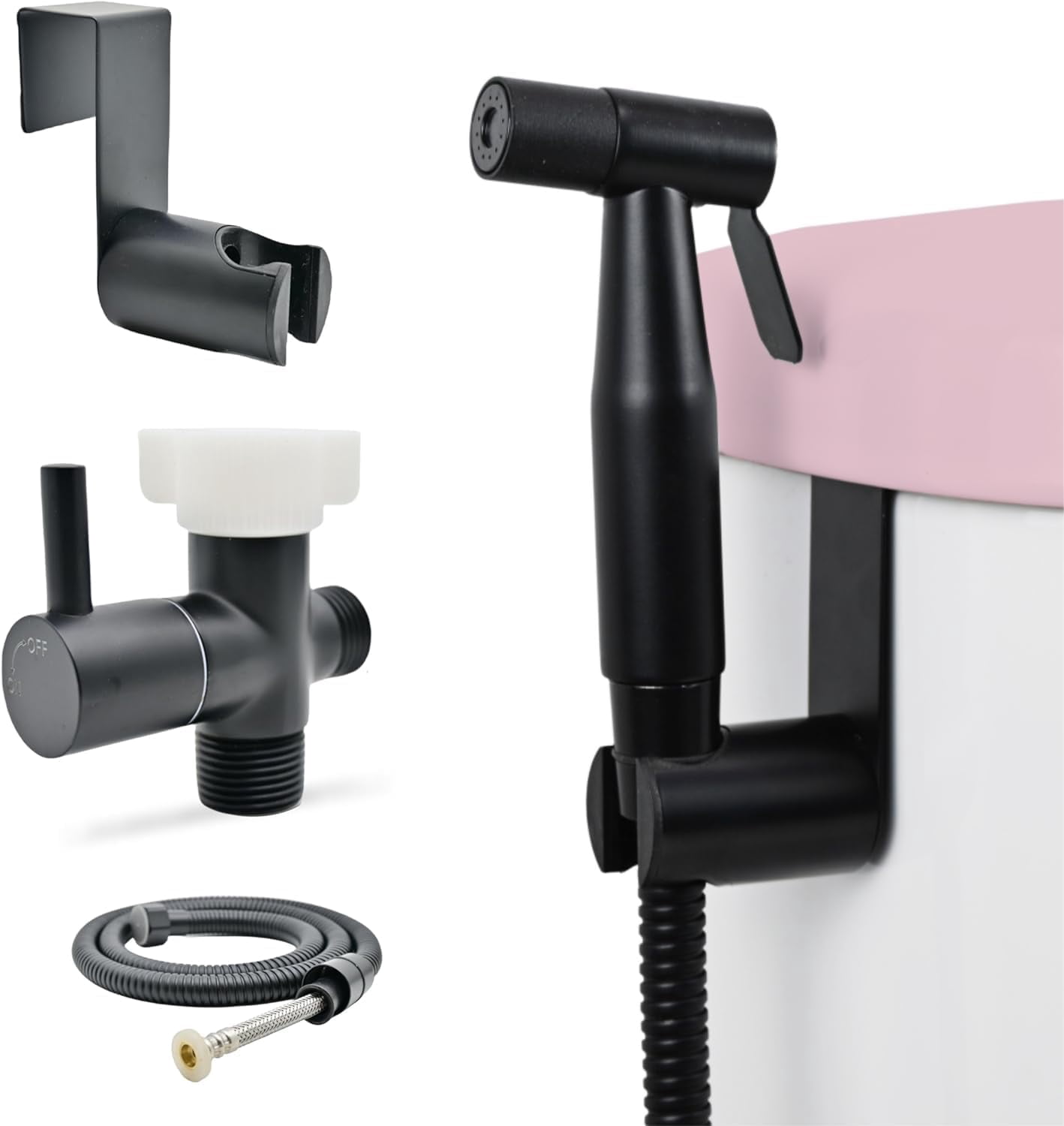 Black Bidet Sprayer for Toilet, Handheld Jet Sprayer Adjustable Water ...