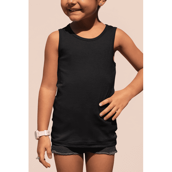 Black Big Kid Ribbed Tank 50-Pack