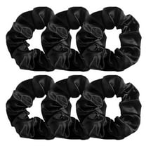 Black Big Satin Silk Scrunchies for Women Thick Hair, 6.3Inches Extra Large Hair Scrunchy Oversized Thick Elastic Hair Ties Hair Bands Ponytail Holders Jumbo Hair Scrunchies