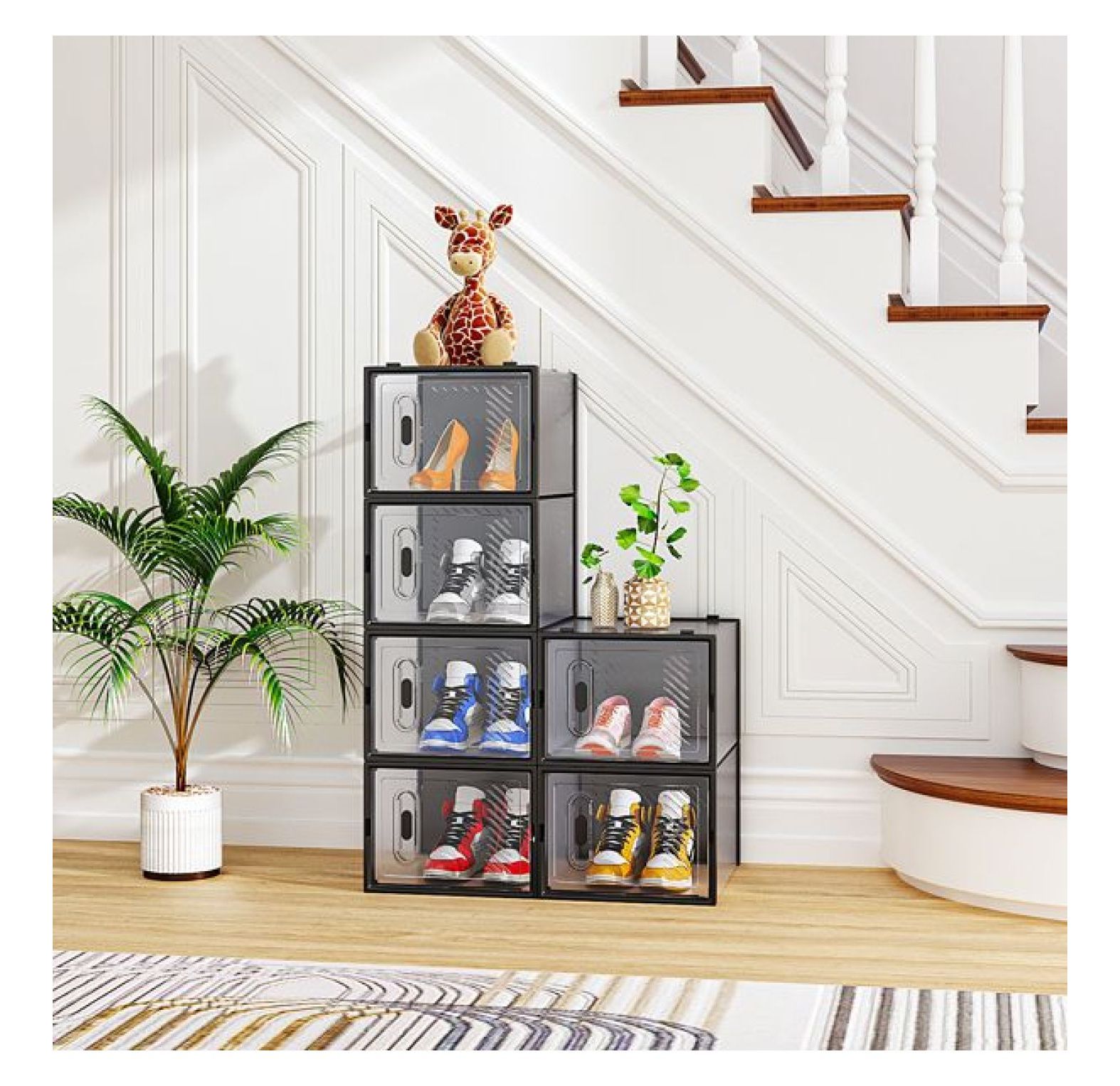 Black, Big Size, 6PCS, 36*28*21cm, Shoe Box, Plastic Mesh, Freely ...