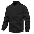 thumbnail image 1 of Black Big and Tall Jackets for Men Casual Bomber Zip Up Jacket Plain Pocket Long Sleeve Mens Outerwear, 1 of 2