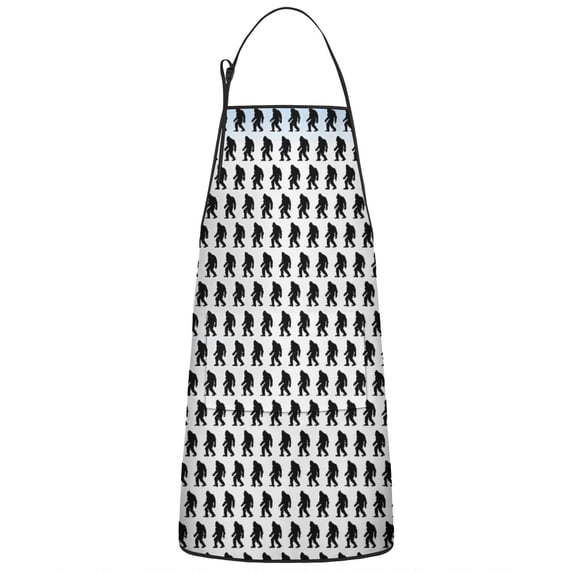 Black Bigfoot Pattern Apron-Garden Aprons for Women with Pockets-Cotton Linen Waterproof Kitchen Cooking Gardening Aprons Adjustable for Kitchen,Cooking,BBQ and Salon 33x27 Inch