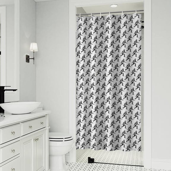 Black Bigfoot Pattern Shower Curtain 36"x72" ,Bathroom Decorative Shower Curtains Set with 12 Hooks,Modern Waterproof Washable Shower Curtain