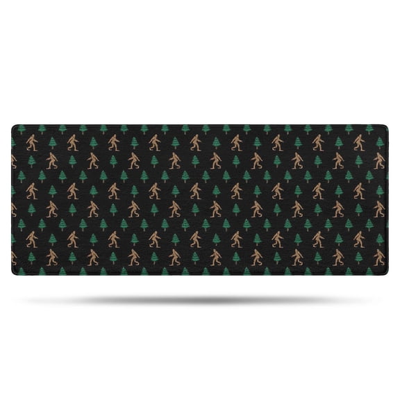Black Bigfoot and Tree Pattern Bathroom Rugs Mat,Non Slip Microfiber Bathroom Rug,Rubber Backing,Soft Bathroom Mats for Bathroom Floor,Tub and Shower,60x24in(150x60cm)