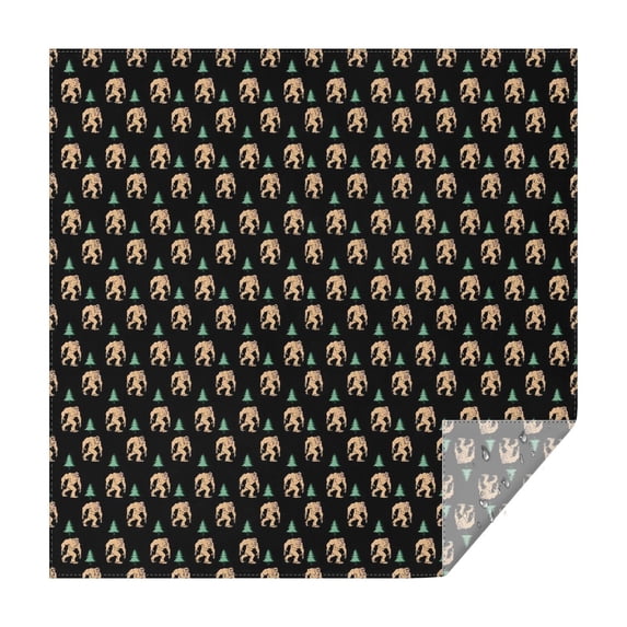 Black Bigfoot and Tree Pattern Square Tablecloth,Waterproof Square Table Cover,Wipeable Spillproof Washable Table Cover for Home Kitchen Party Decor 52"x52"(132x132cm)