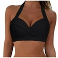 thumbnail image 1 of Black Bikini Top Xl Women Halter Swimwear Tops Underwire Full Coverage Bikini Top Push Up Swim Crop Top Tie Back Bathing Suit Tops Female Womens Bikini & Tankini Tops(Black,XL), 1 of 5