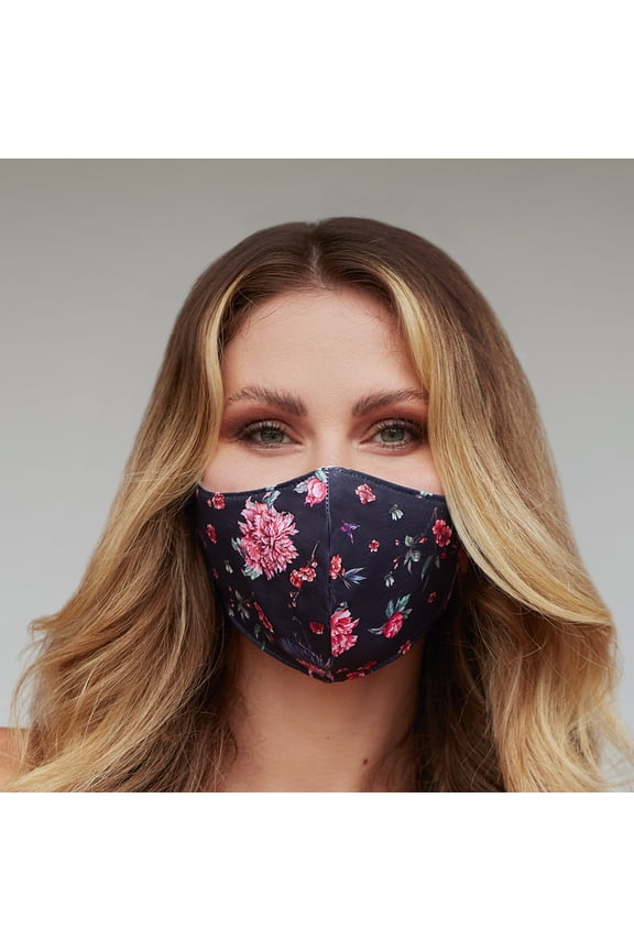 Black Bird Floral Face Mask