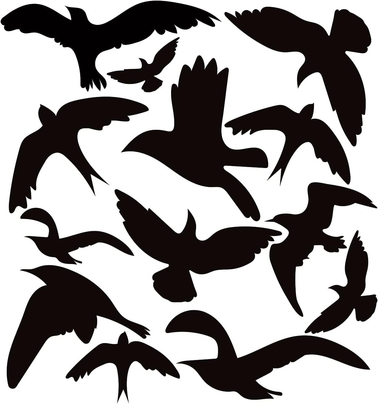 Black Bird Silhouettes PVC Wall Stickers Various Birds Vinyl Wall Decor Animal Patterns Wall Decals Removeable Wall Decor for Home Office Wall Decoration 17.3x18.5in DIY