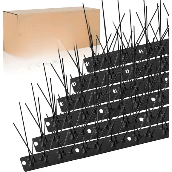 Black Bird Spikes Pre-Assembled for Pigeons Birds, Cover 10 Feet Durable Bird Spikes with Stainless Steel for Fence Roof Mailbox Window$$Garden & Patio