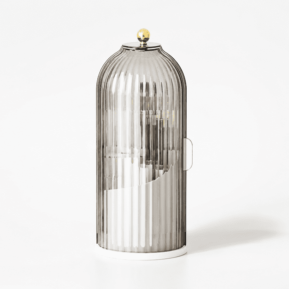 Black Birdcage-Style Rotating Bathroom Counter Toothbrush and Makeup Brush Organizer