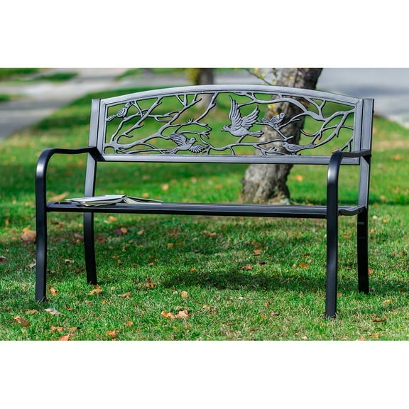 Black Birds And Branches Garden Bench