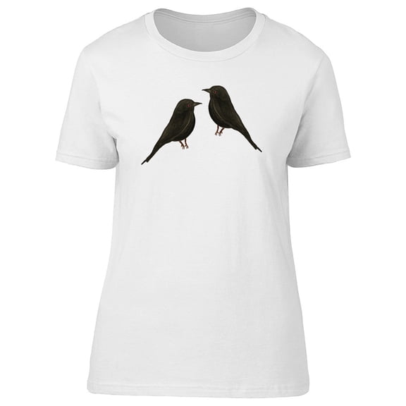 Black Birds Couple Watercolor T-Shirt Men -Image by Shutterstock, Male Medium