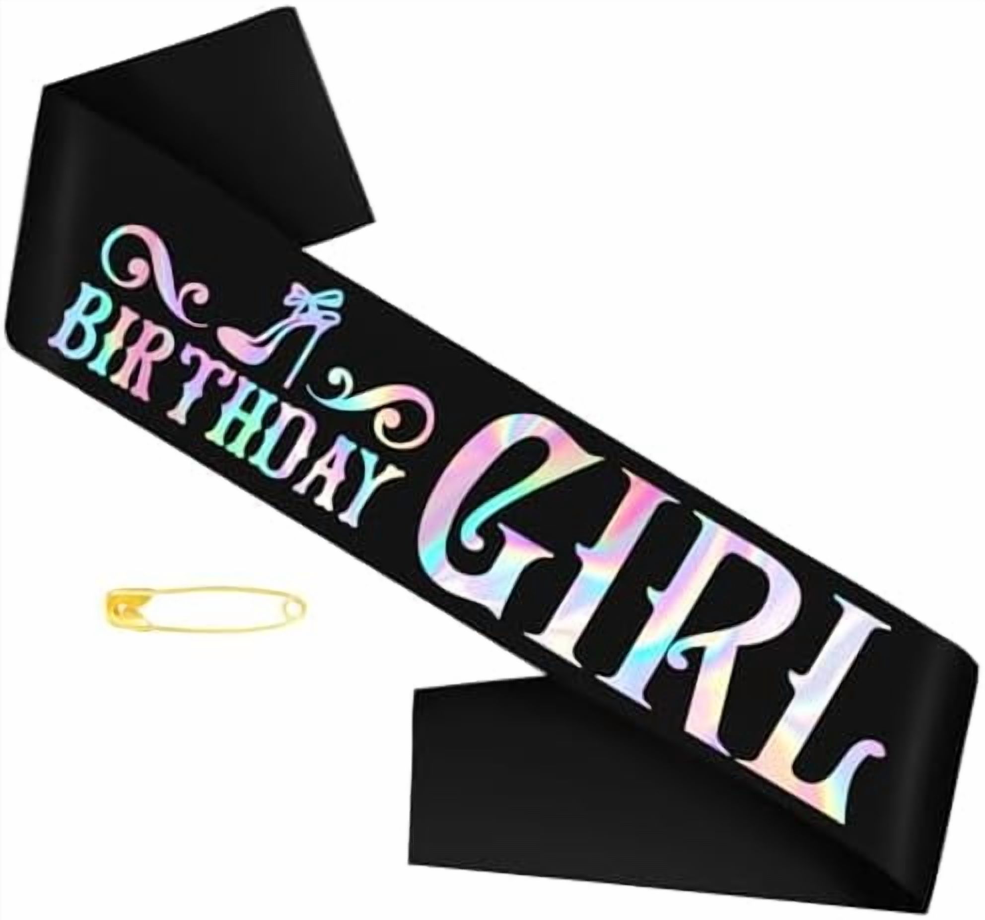 Black Birthday Girl Sash with Iridescent Foil, Funny Happy Birthday — free download