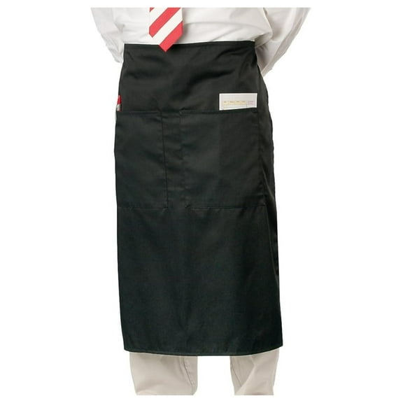 Black Bistro Apron - 2 Pockets, 32" Long - Professional Kitchen & Server Apron - Durable Spun Polyester, Stain Resistant, Easy Care