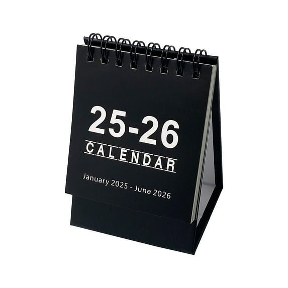 Black Black 2025 2026 Mini Desk Calendar Planner Portable Monthly ...