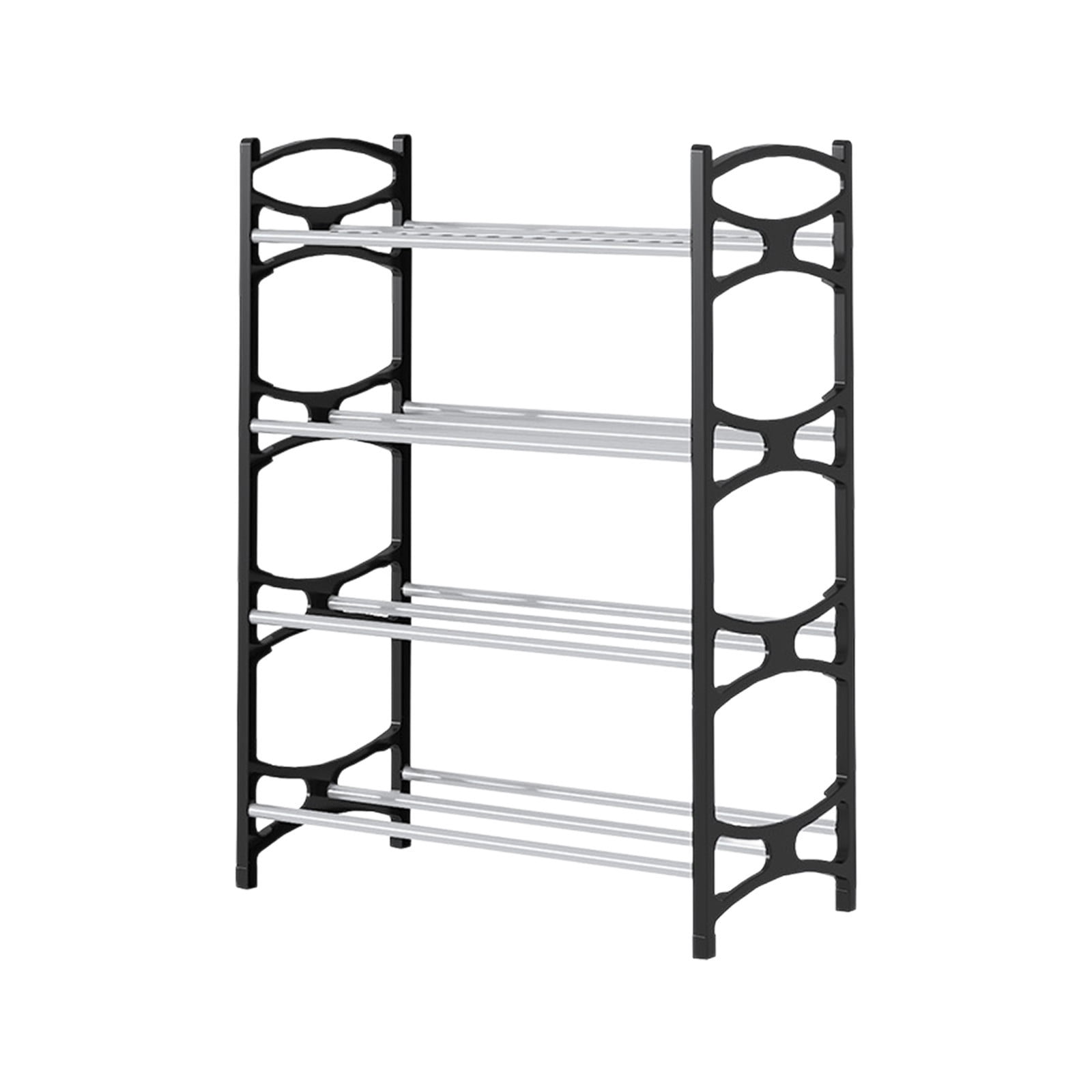 Black Black 4-Tier Metal Shoe Rack Storage Organizer Adjustable Shelves ...
