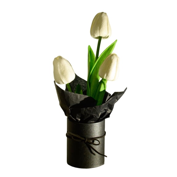 Black Black Artificial Tulips Potted Plants For Home Decor Living Room Dining Table Hotels Window Ornaments