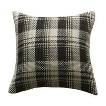 Black Black Christmas Plaid Pillow Cover Woolen Fabric Holiday Decorative Cushion Case For Home Decor 18X18 Inches