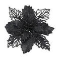 thumbnail image 1 of Black Black Christmas Poinsettia Flower Glitter Tree Ornaments Set Of 5 Pieces Pvc Material 3.9X3.9 Inches Each For Holiday Decor Black Poinsettia Flowers, 1 of 3