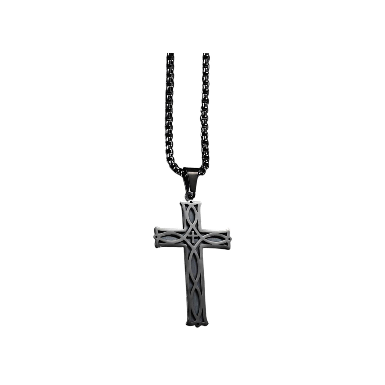Curated visual reference: Visual Reference: Black Black Cross Pendant Necklace Irish Knot Design Titanium Steel