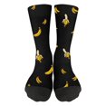 thumbnail image 1 of Black Black Cute Banana Fruit Shaped Novelty Socks For Men Women Soft Knit Crew Length Fun Apparel, 1 of 7