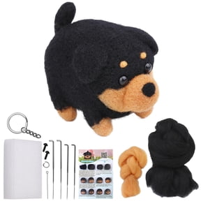 Black Black Dog Diy Needle Felting Kit For Beginners Wool Animal Craft Set With Tools