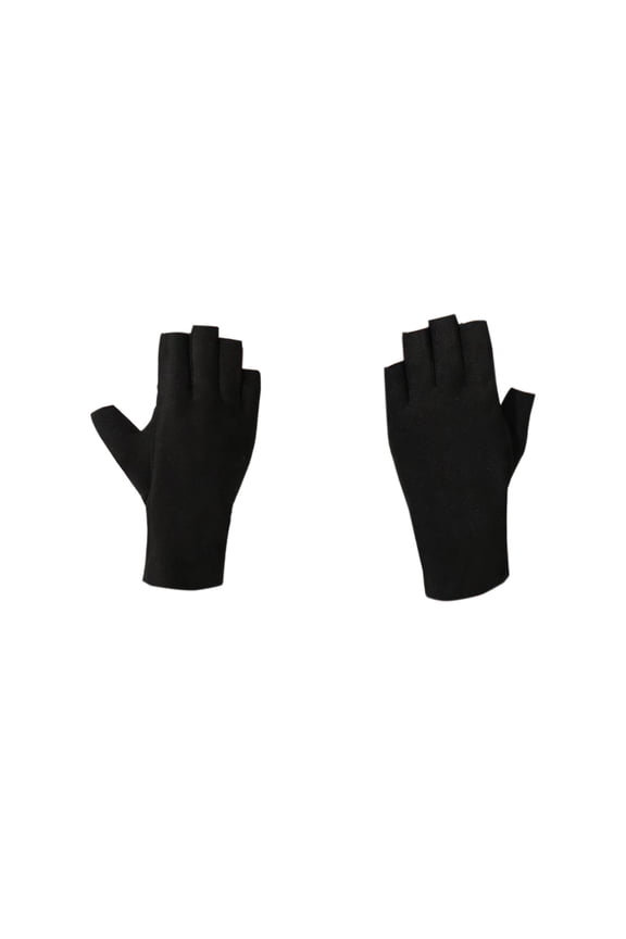 Black Black German Velvet Half Finger Gloves For Women Winter Outdoor Warm Touchscreen Function Hand Protection Polyester Fabric