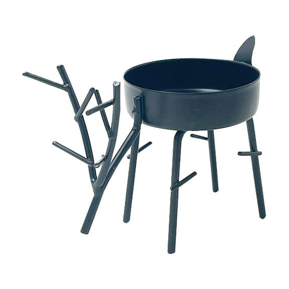 Black Black Gold Deer Candle Holder Small, Iron Holiday Decor For Tabletop, Christmas Home Decoration Gift