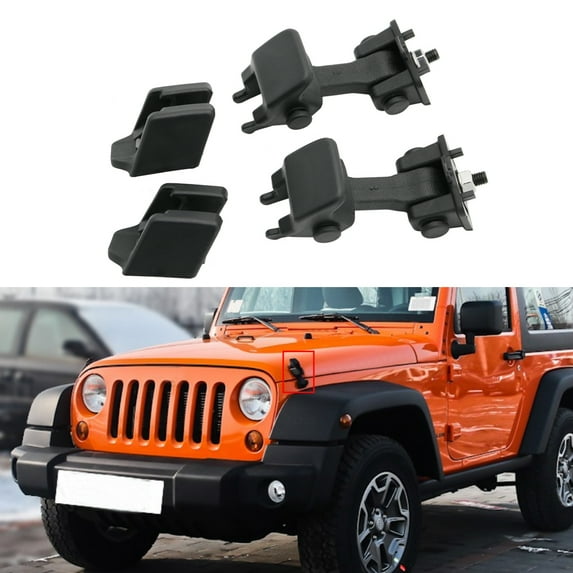 Black-Black Hood Latch for Jeep Wrangler TJ 1997-2006 ABS, Car Exterior Accessories, One Pair