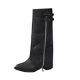 thumbnail image 1 of Black Black Knee High Boots With Pointed Toe And Chunky Heel For A Sleek And Stylish Cold Weather Ensemble, 1 of 9