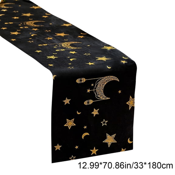Black Black Linen Ramadan Table Runner Kitchen Tablecloth Heat Insulation Placemat Party Decoration