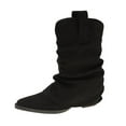 thumbnail image 1 of Black Black Mid Calf Boots With Pointed Toe And Chunky Heel For A Sleek And Stylish Winter Ensemble, 1 of 9